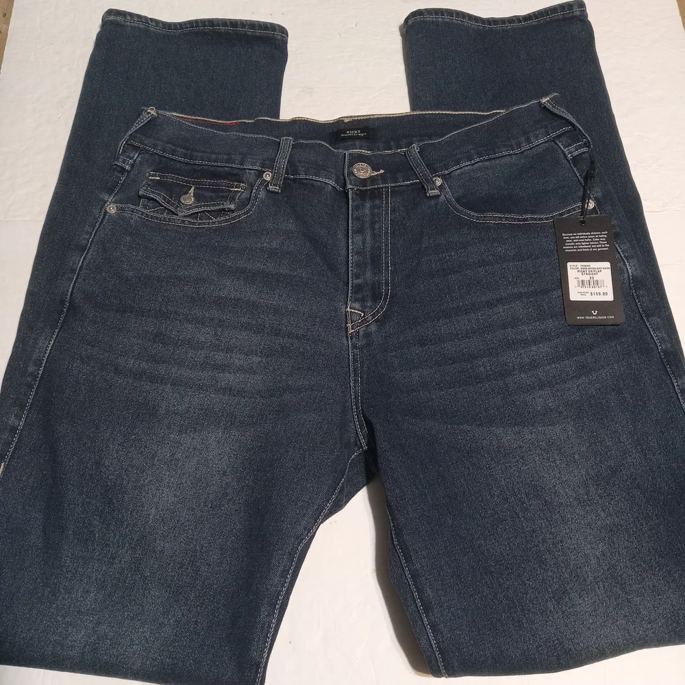 True Religion Men's Ricky Relaxed Straight Leg Blue Jeans NWT